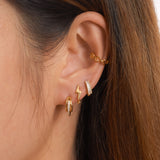 Lightning Bolt Hoop Earrings Prism Charm Drop Gold Cartilage Huggie Hoops by Doviana