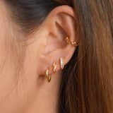 Women's Tiny Siren Muse Gold Petite Hammed Huggie Hoop Earrings Holiday Vibe by Doviana