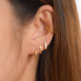 Lightning Bolt Hoop Earrings Prism Charm Drop Gold Cartilage Huggie Hoops by Doviana