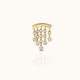 Chandelier Wide Tassel Threadless Labret Titanium PVD Gold Flat Back Earring by Doviana