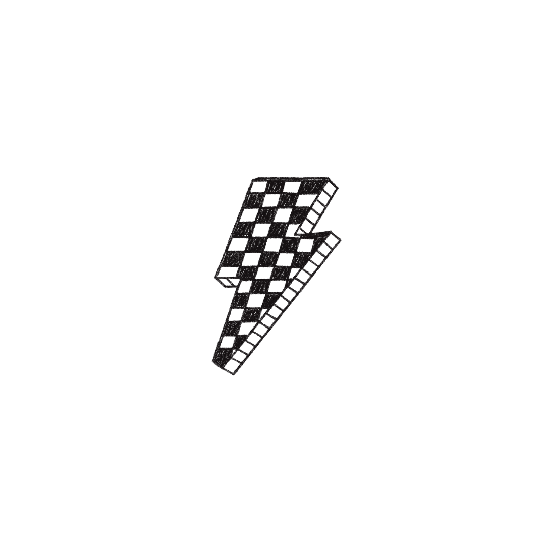 Checkerboard Bolt – Bold Energy with a Retro Twist by DOVIANA Tattoo Studio (height 0.6‘’) 