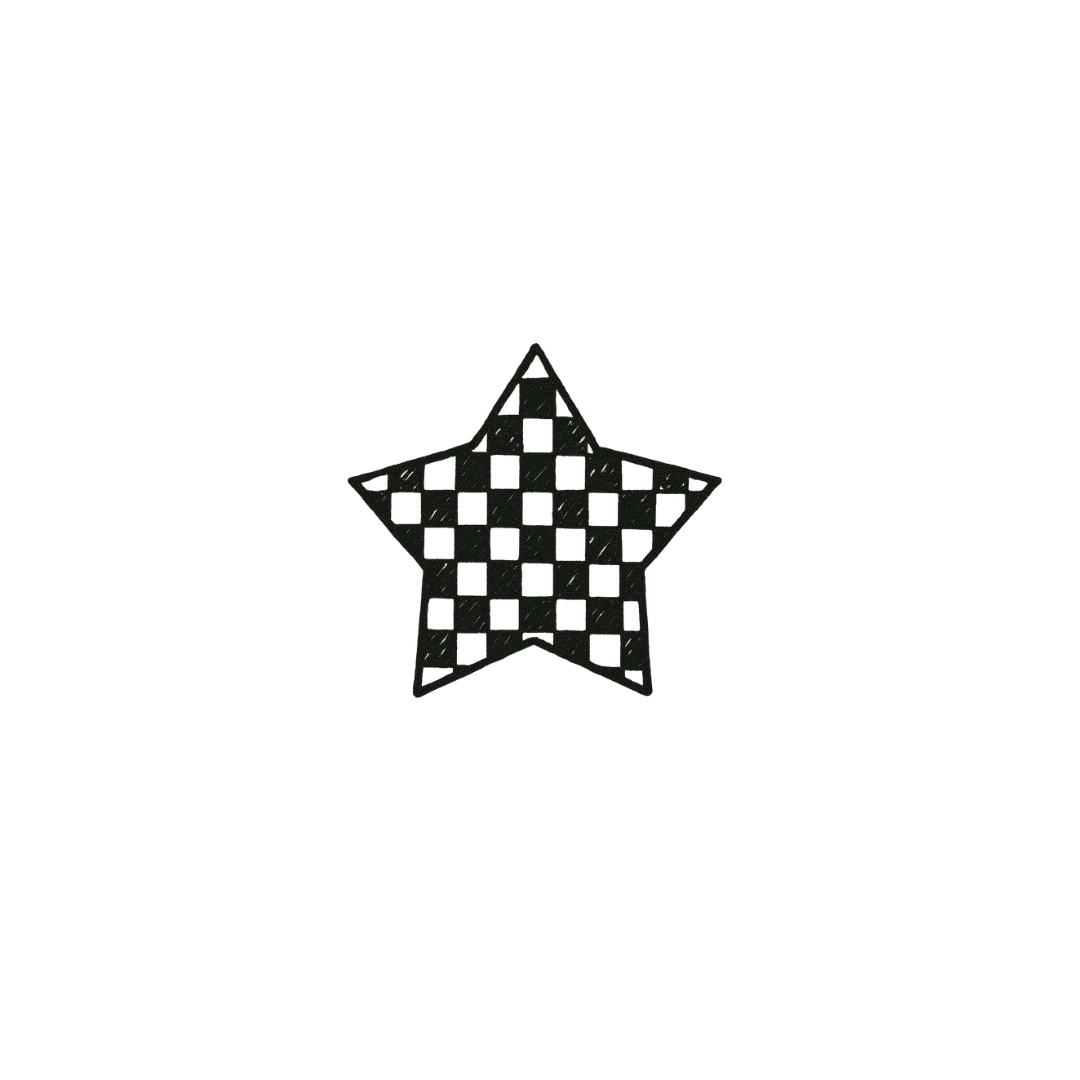 Checkerboard Star – Retro Edge Meets Classic Cool by DOVIANA Tattoo Studio (height 0.55‘’)