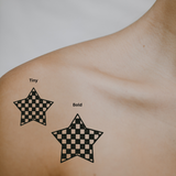 Checkerboard Star – Retro Edge Meets Classic Cool by DOVIANA Tattoo Studio (height 0.55‘’)