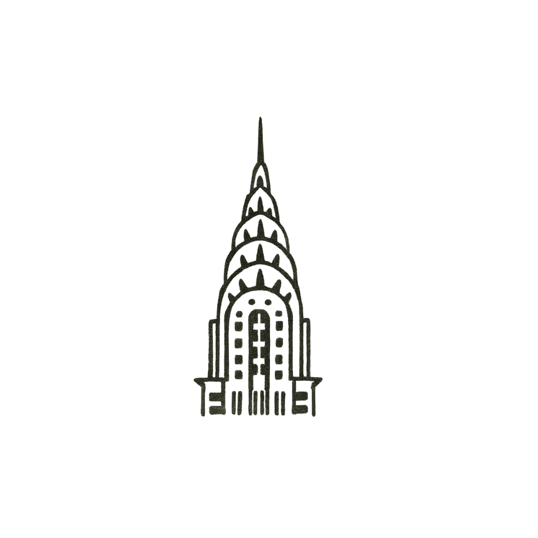Chrysler Building Line Art Tattoo – NYC Icon Mini Design by DOVIANA Tattoo Studio