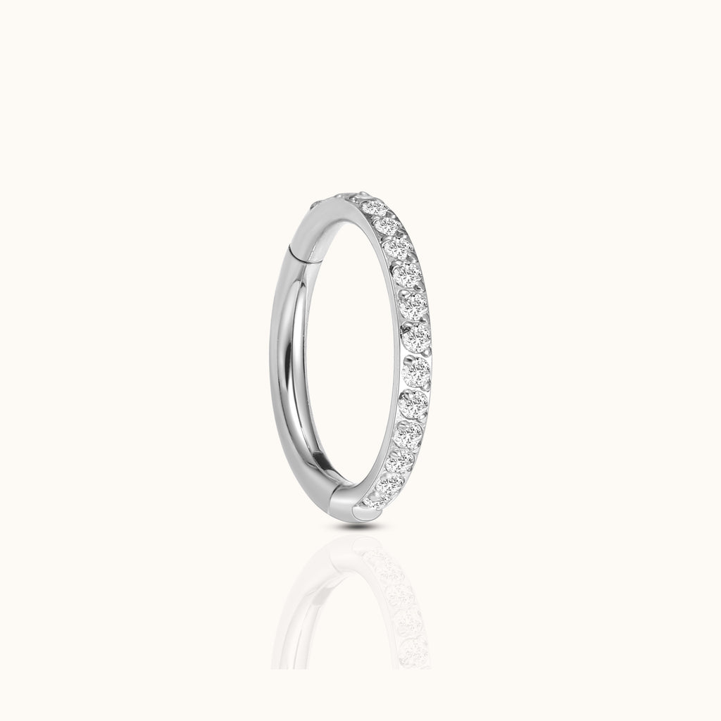 Classic CZ Clicker 10mm Titanium Hinged Hoop Earring