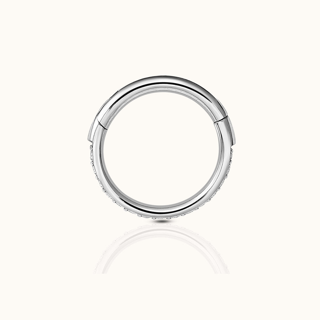 Classic CZ Clicker 10mm Titanium Hinged Hoop Earring