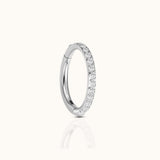 Classic CZ Clicker 10mm Titanium Hinged Hoop Earring