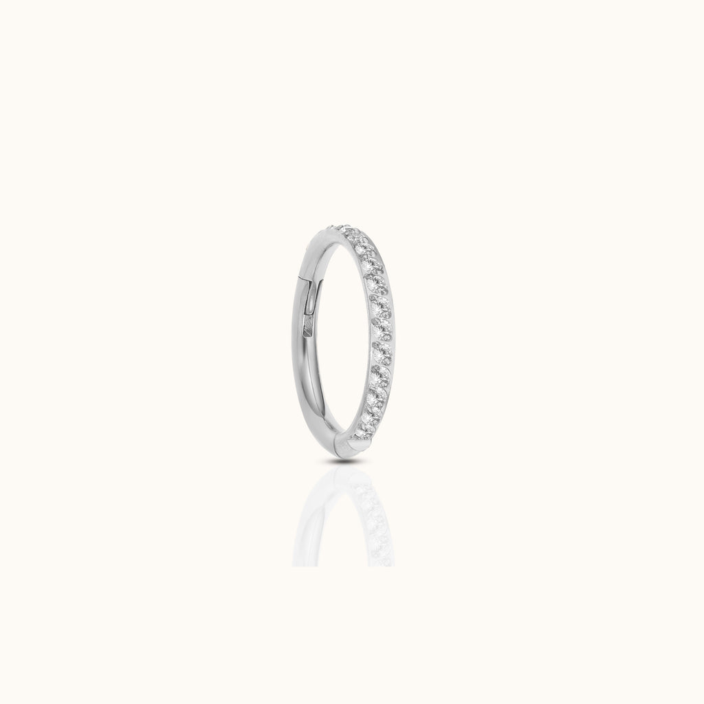 Classic CZ Clicker 6mm Titanium Hinged Hoop Earring