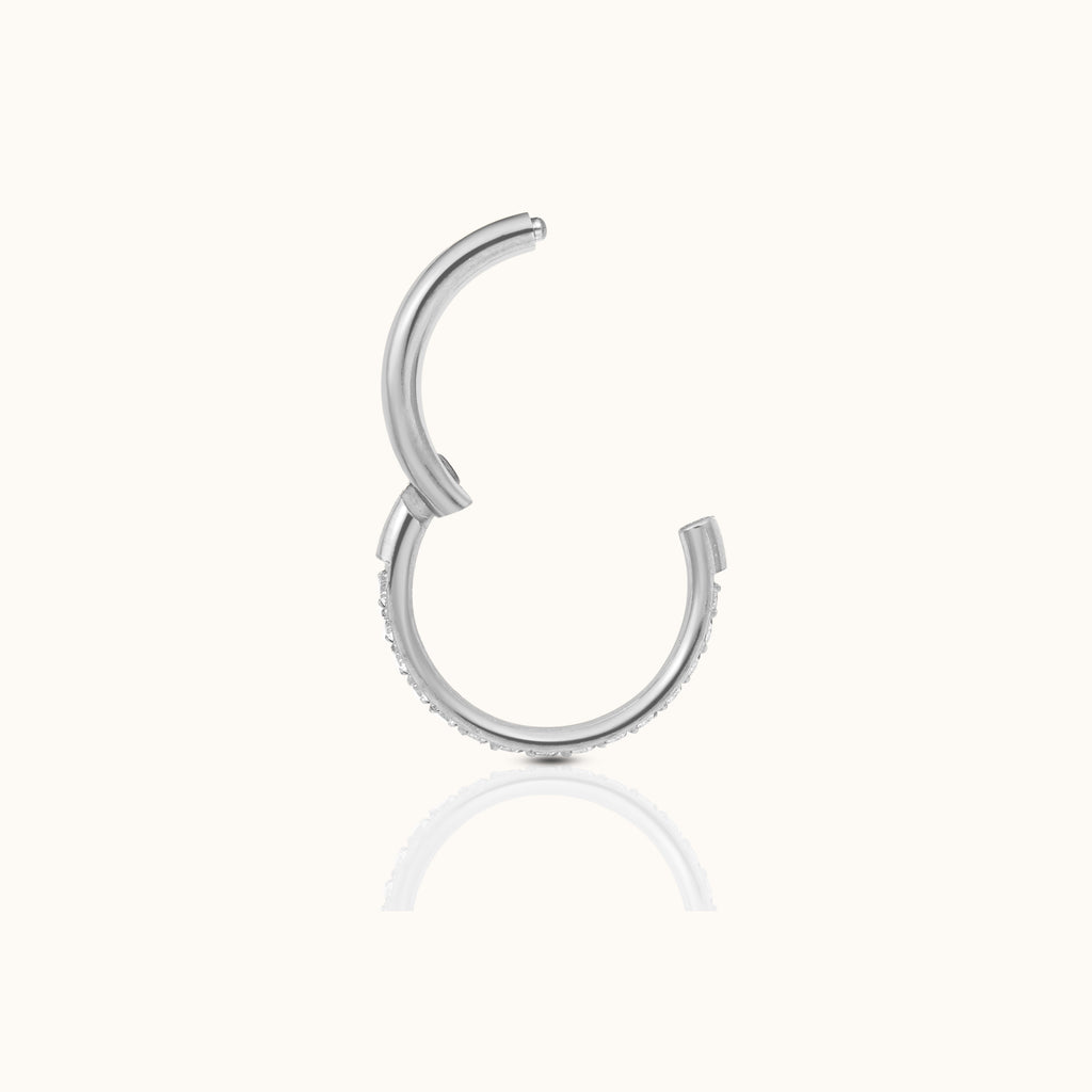 Classic CZ Clicker 6mm Titanium Hinged Hoop Earring