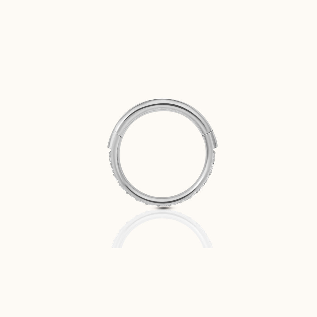 Classic CZ Clicker 6mm Titanium Hinged Hoop Earring
