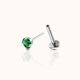 Classic Green CZ 3mm Silver Threadless Labret Titanium Flat Back Earring
by Doviana