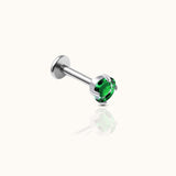Classic Green CZ 3mm Silver Threadless Labret Titanium Flat Back Earring
by Doviana