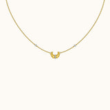 Croissant Dainty CZ Dome Pendant 18K Gold Sterling Silver Necklace by Doviana