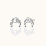 925 Sterling Silver Croissant Dainty CZ Dome Stud Earrings by Doviana