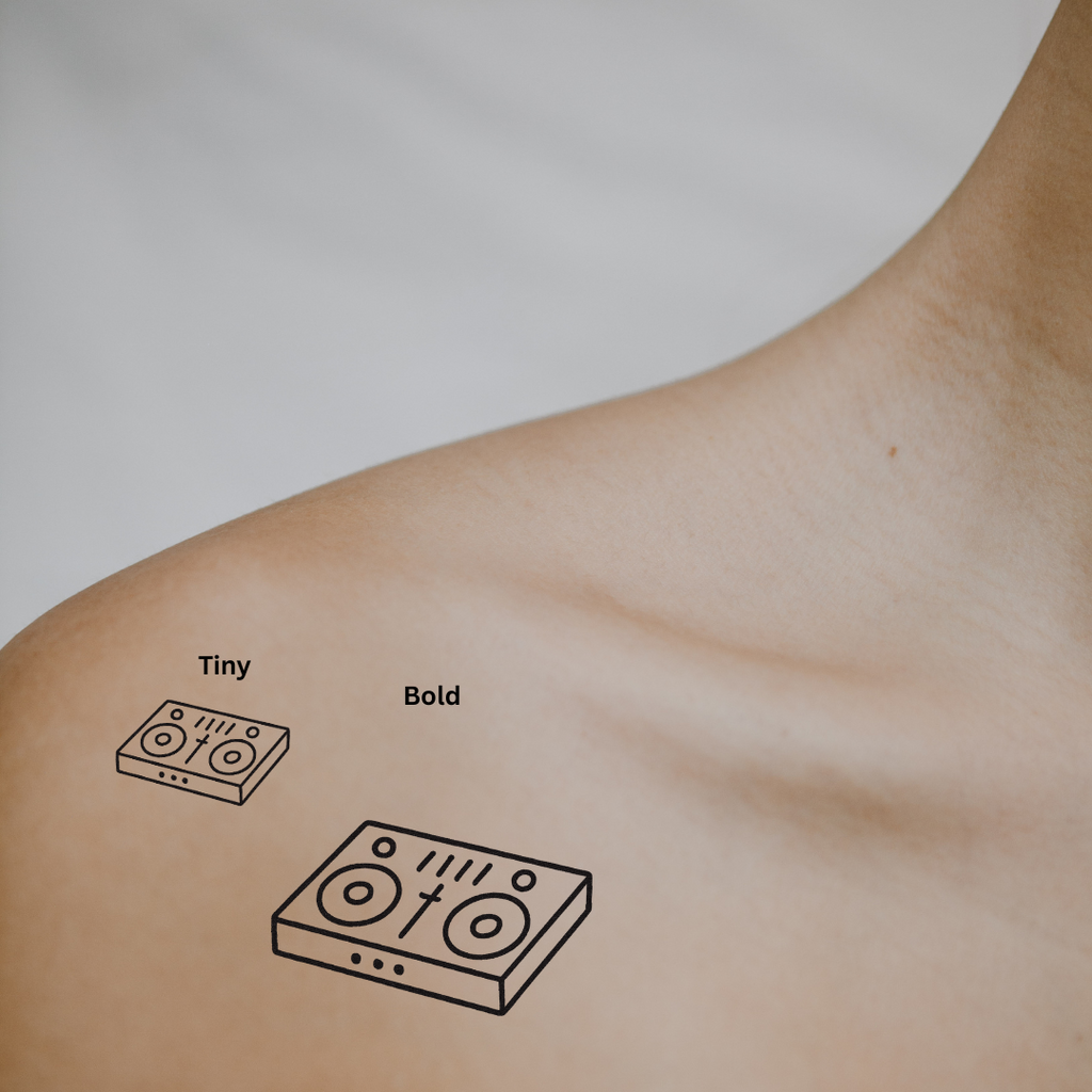 DJ Turntable - A Symbol of Rhythm, Flow & Creative Energy by DOVIANA Tattoo Studio (height 0.4‘’) 