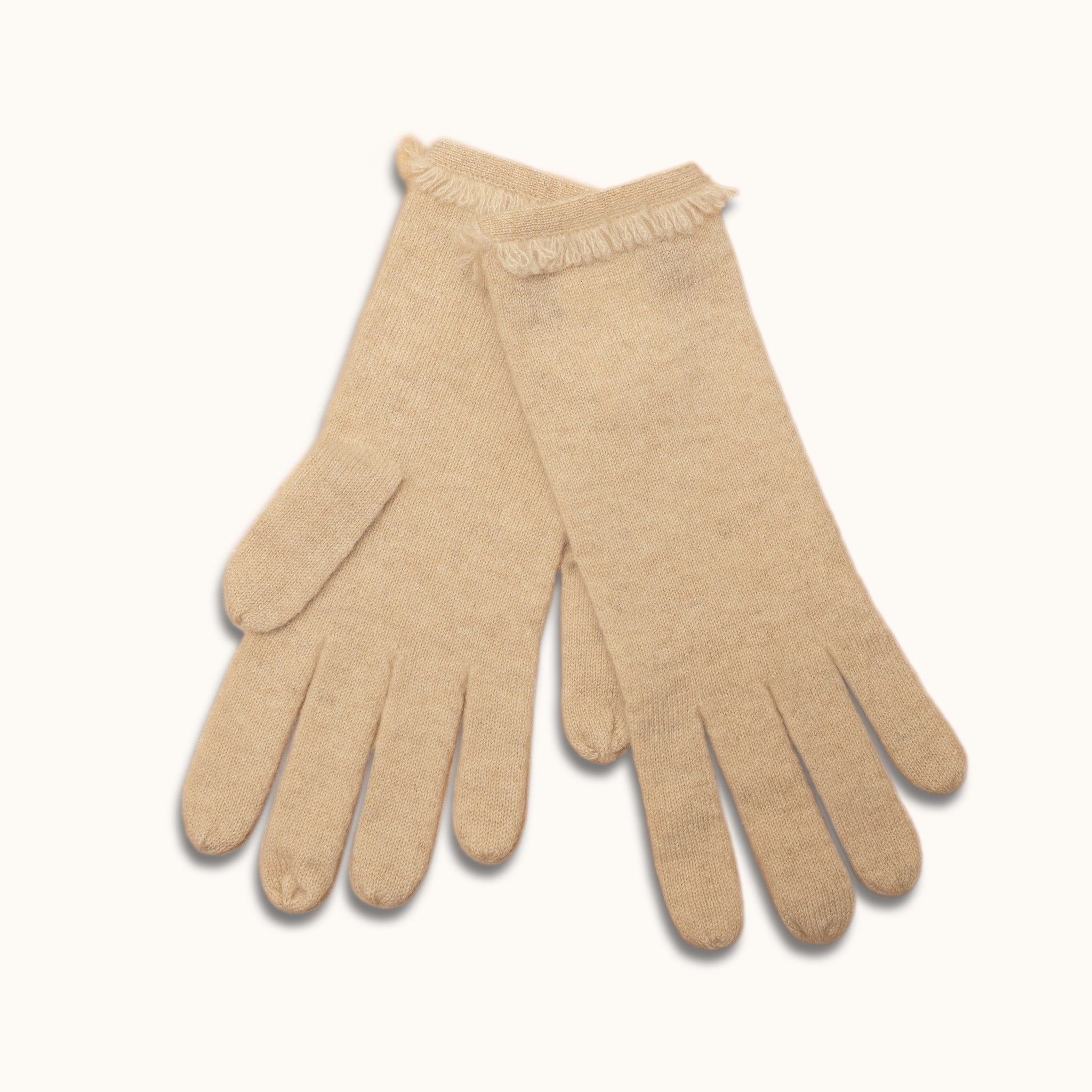 DOVIANA Luxe 100% Cashmere Fringe Lace Gloves