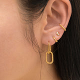 Paperclip Braided Link Chain Dangle Drop Gold Hoop Earrings Classic Minimal Vibe by Doviana