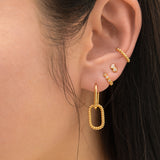 Paperclip Braided Link Chain Dangle Drop Gold Hoop Earrings Classic Minimal Vibe by Doviana