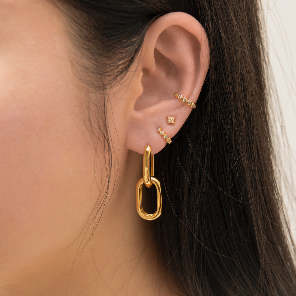 Large Paperclip Link Chain Dangle Hoop Earrings - Main Image