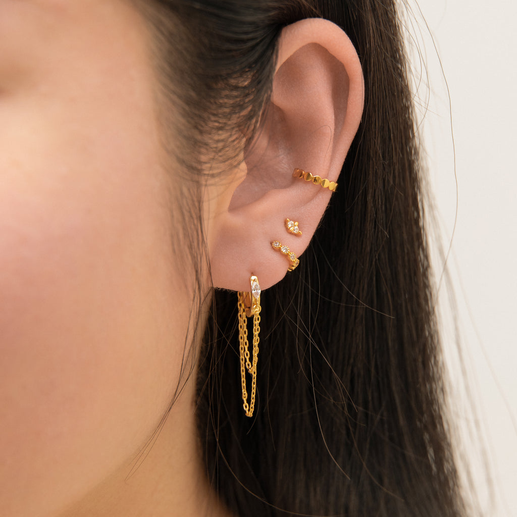 Savlano 925 Sterling Silver Triple Dangle Geometric Rhombus Drop Earrings -14K Gold Plated Drop Earrings Comes With Gift Box For Women - Made In Italy (Y - Foto 3