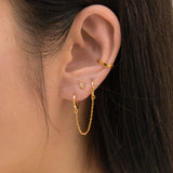 Single Gold Bead Double Hoop Chain Dangle Earring by Doviana