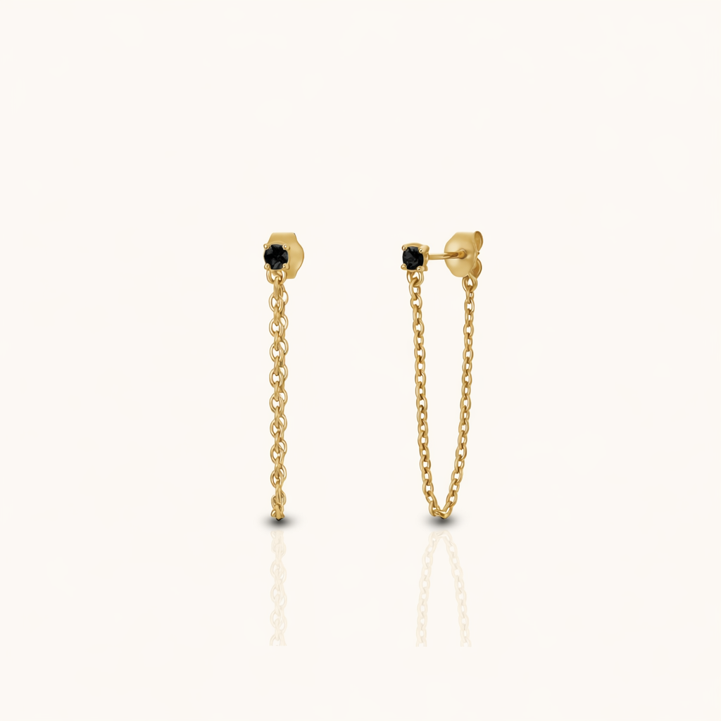Dainty CZ Chain Stud Earrings