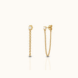 Dainty White CZ Chain Stud Earrings by DOVIANA