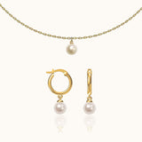 Dainty Freshwater Pearl Earrings and Pearl Necklace Set Bundle Set Best Deal