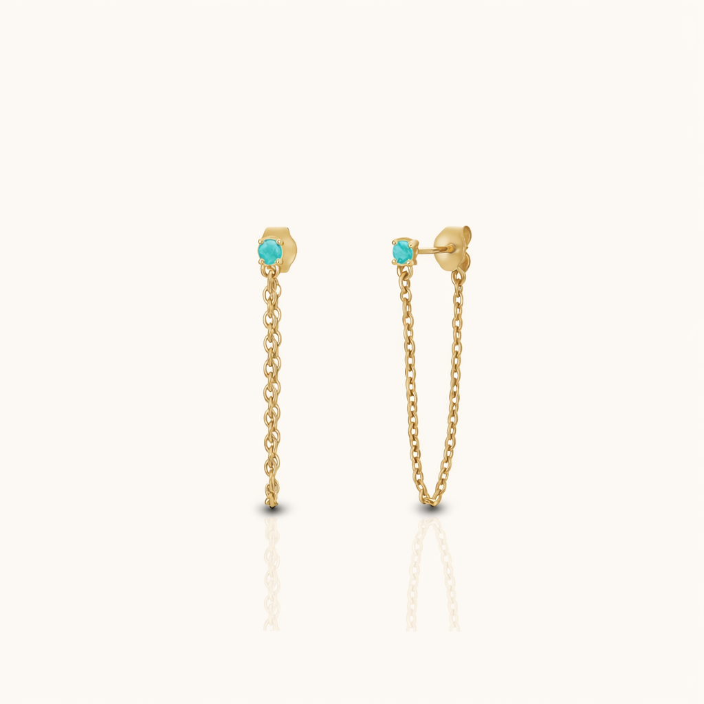 Dainty CZ Chain Stud Earrings