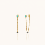Dainty CZ Chain Stud Earrings
