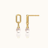Dangle Pearl Square Stud Earrings