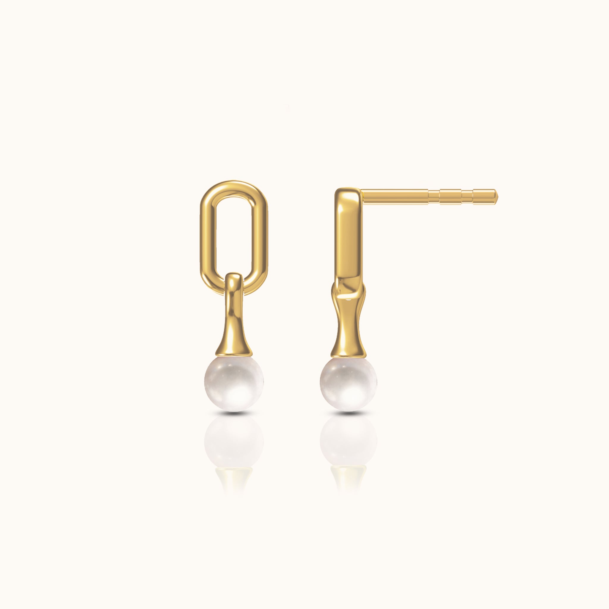 Dangle Natural Pearl Square Stud Earrings