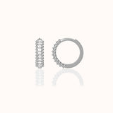 Sterling Silver Delicate Vintage Style Mini 925 Silver Huggie Hoops Pave CZ Retro Hoop Earrings by Doviana