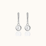 Tiny CZ Diamond Bezel Drop Earrings 925 Sterling Silver Round Crystal Dangle Charm Huggie Hoops by Doviana