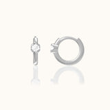 Solitaire CZ Embellished 925 Sterling Silver Huggie Hoops Simple Round Gem Hoop Earrings by Doviana