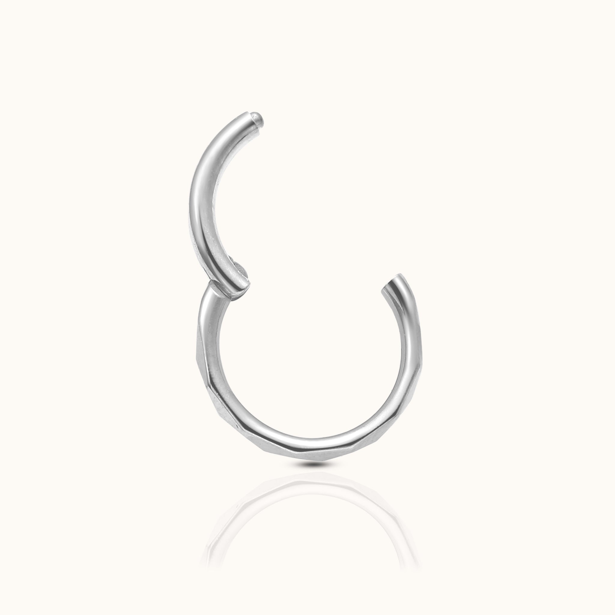 Geometric Cut Clicker Medical Grade Titanium Hinged Nap Hoop Earring by Doviana