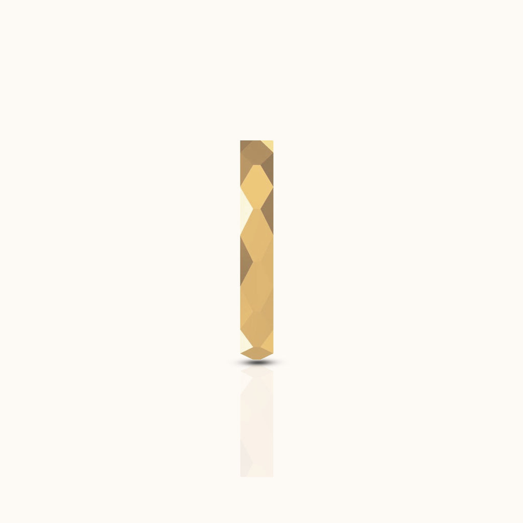 Geometric Cutting Beveled Triangle Polished Titanium PVD Gold Band Ring, Beveled Ring by DOVIANA