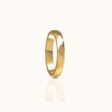 Geometric Cutting Beveled Triangle Polished Titanium PVD Gold Band Ring, Beveled Ring by DOVIANA