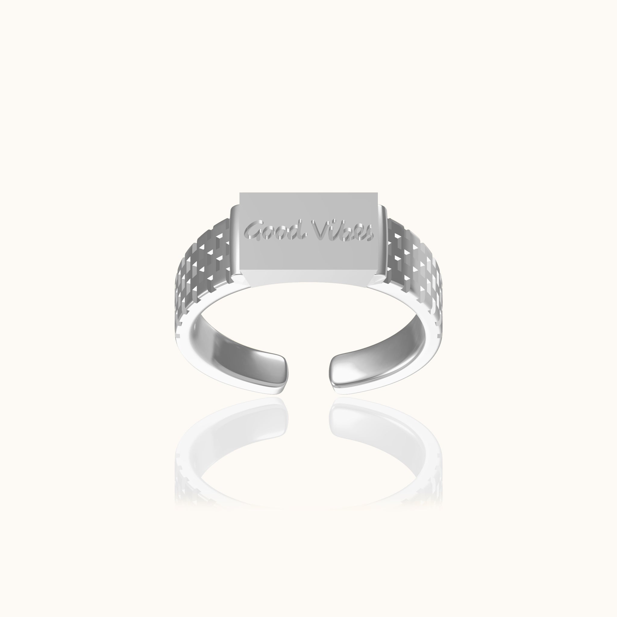 Doviana Signature Good Vibes Cubic Engraved Ring