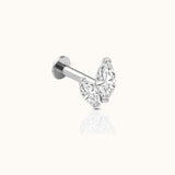 Graduated Double Marquise CZ Titanium Flat Back Earring by Doviana Threadless Piercing Jewelry