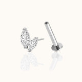 Graduated Double Marquise CZ Titanium Flat Back Earring by Doviana Threadless Piercing Jewelry