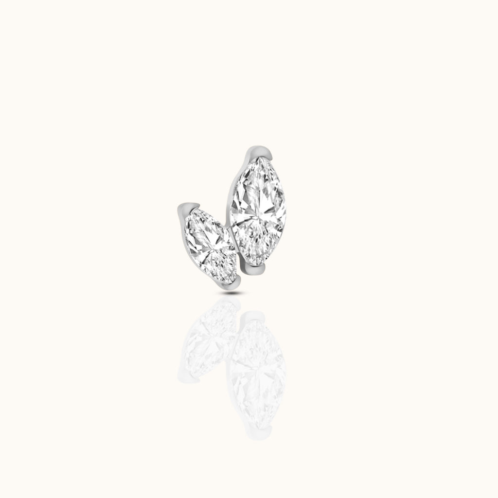 Graduated Double Marquise CZ Titanium Flat Back Earring by Doviana Threadless Piercing Jewelry