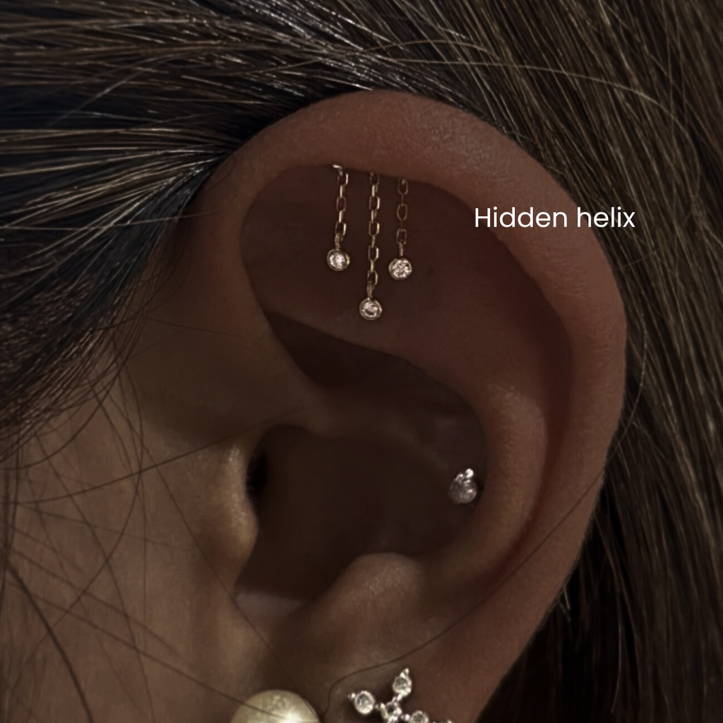 Hidden Helix Piercing NYC Subtle Stylish at DOVIANA – Doviana