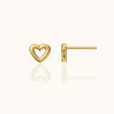 Friendship Love Shaped Gold Hollow Heart Stud Earrings by Doviana
