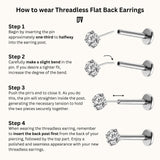 How to wear Threadless Flat Back Earrings Step by Step Guide Push Back Stud Nap Earring Push Pin Flatback by Doviana