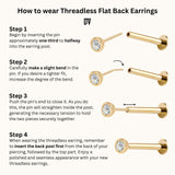 How to wear Threadless Flat Back Earrings Step by Step Guide Push Back Stud Nap Earring Push Pin Flatback by Doviana