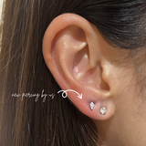 Kite Shaped CZ Threadless Stud Titanium Flat Back Earring by Doviana