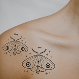 Midnight Moth & Moonlight Sparkles by DOVIANA Tattoo Studio (height 0.6‘’)