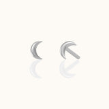 Petite Moon Sterling Silver Celestial Tiny Crescent Studs 925 Silver Mini Moon Stud Earrings by Doviana