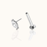Minimal Oval CZ Threadless Labret Titanium Flat Back Earring